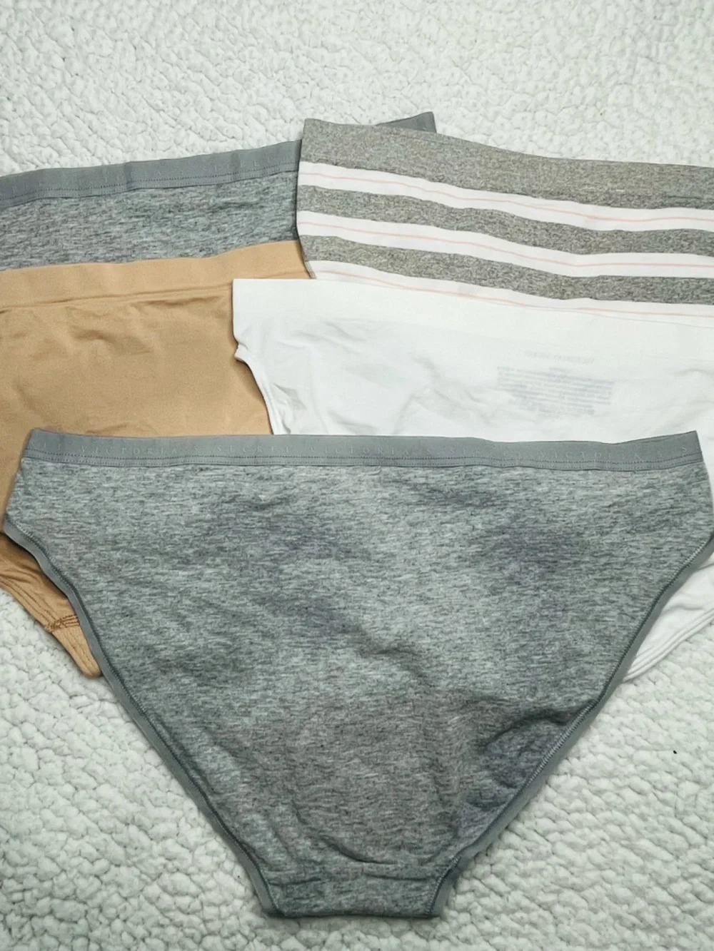 Victoria's Secret Gray, White & Nude Bikini Panty Set - Picture 3 of 3